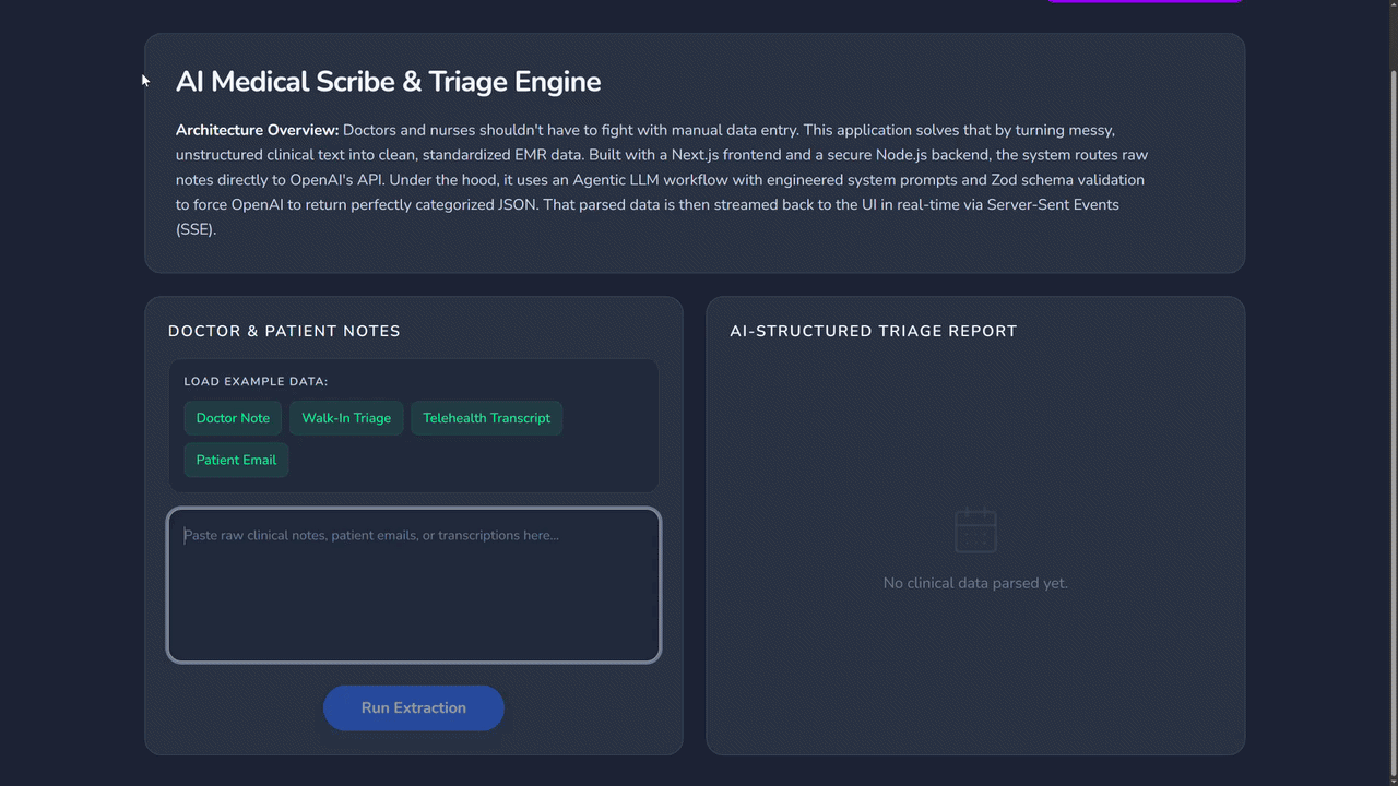 Screenshot of AI Medical Scribe Demo