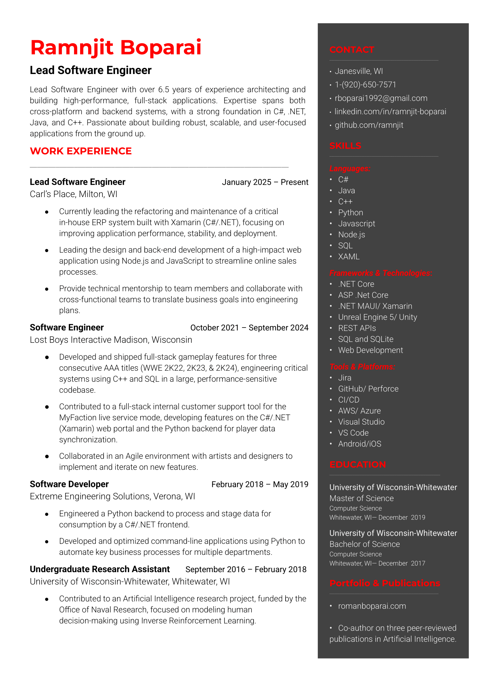 Roman Boparai's Resume